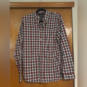 Banana Republic Men's Checkered Button-Down Shirt - Red, Blue, and White